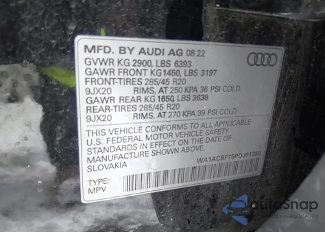 2023 Audi Q7 Premium 45 Tfsi Quattro Tiptronic from USA, damaged, VIN WA1ACBF75PD001380